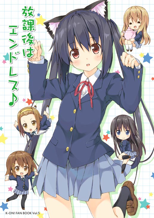 akiyama mio, nakano azusa, hirasawa yui, tainaka ritsu, and kotobuki tsumugi (k-on!) drawn by umino_tomo