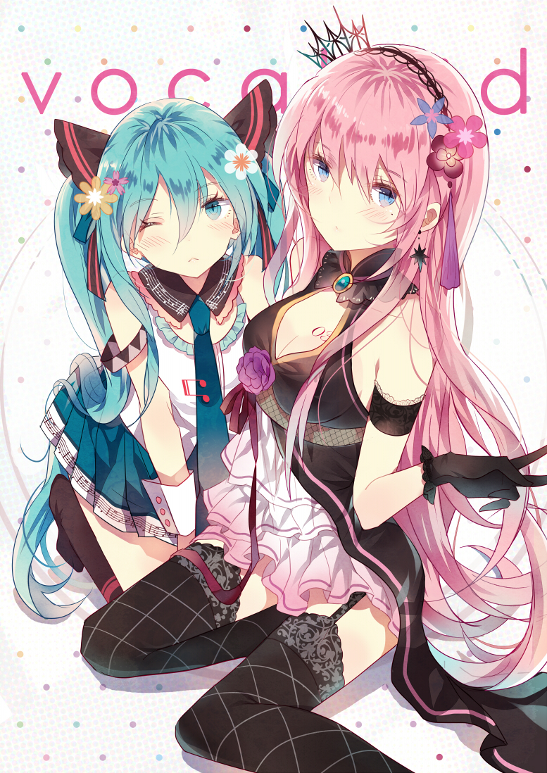 hatsune miku and megurine luka (vocaloid) drawn by domotolain