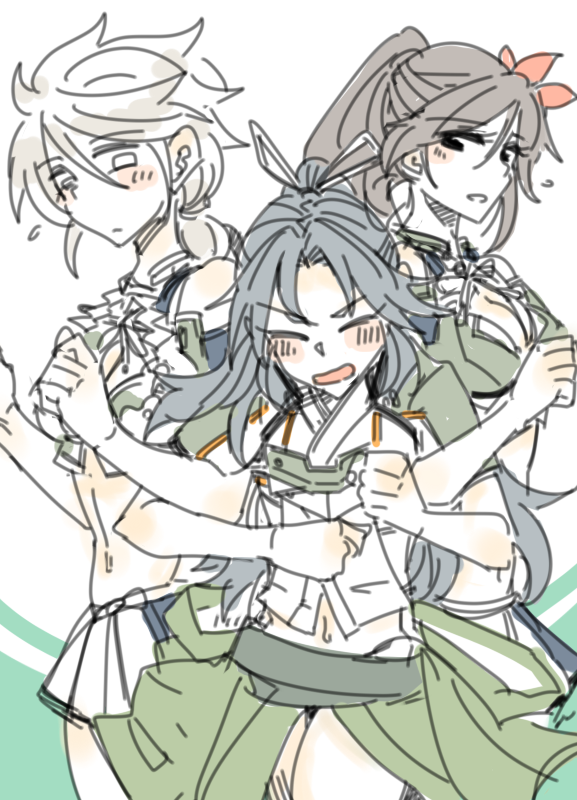 unryuu, katsuragi, amagi, amagi kai, and katsuragi kai (kantai collection) drawn by ponke