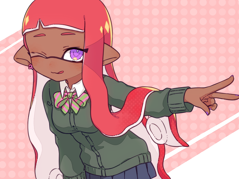 inkling player character and inkling girl (splatoon) drawn by inuowour