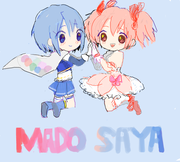 kaname madoka and miki sayaka (mahou shoujo madoka magica) drawn by razico