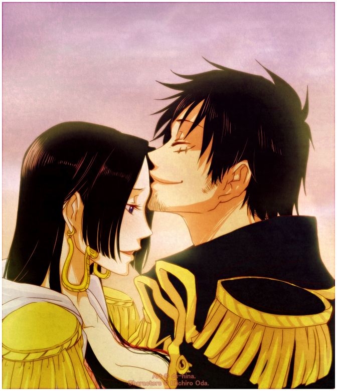 monkey d. luffy and boa hancock (one piece) drawn by ds-hina
