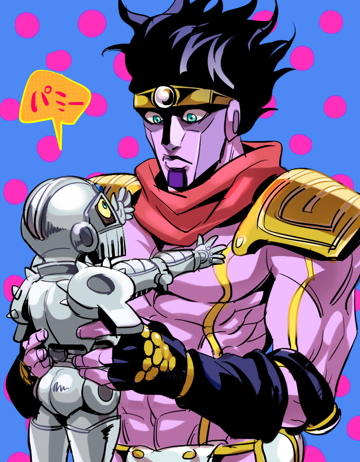 star platinum and silver chariot (jojo no kimyou na bouken and 1 more) drawn by anzumame