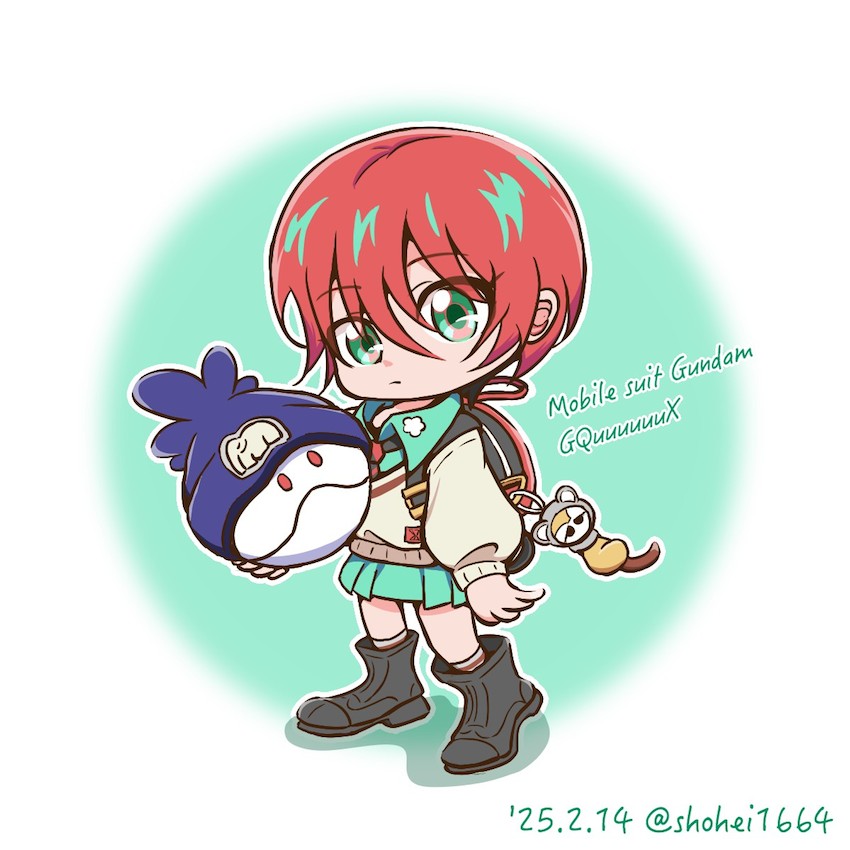 amate yuzuriha, haro, and ensign (gundam and 2 more) drawn by shokkaa_(shmz61312)