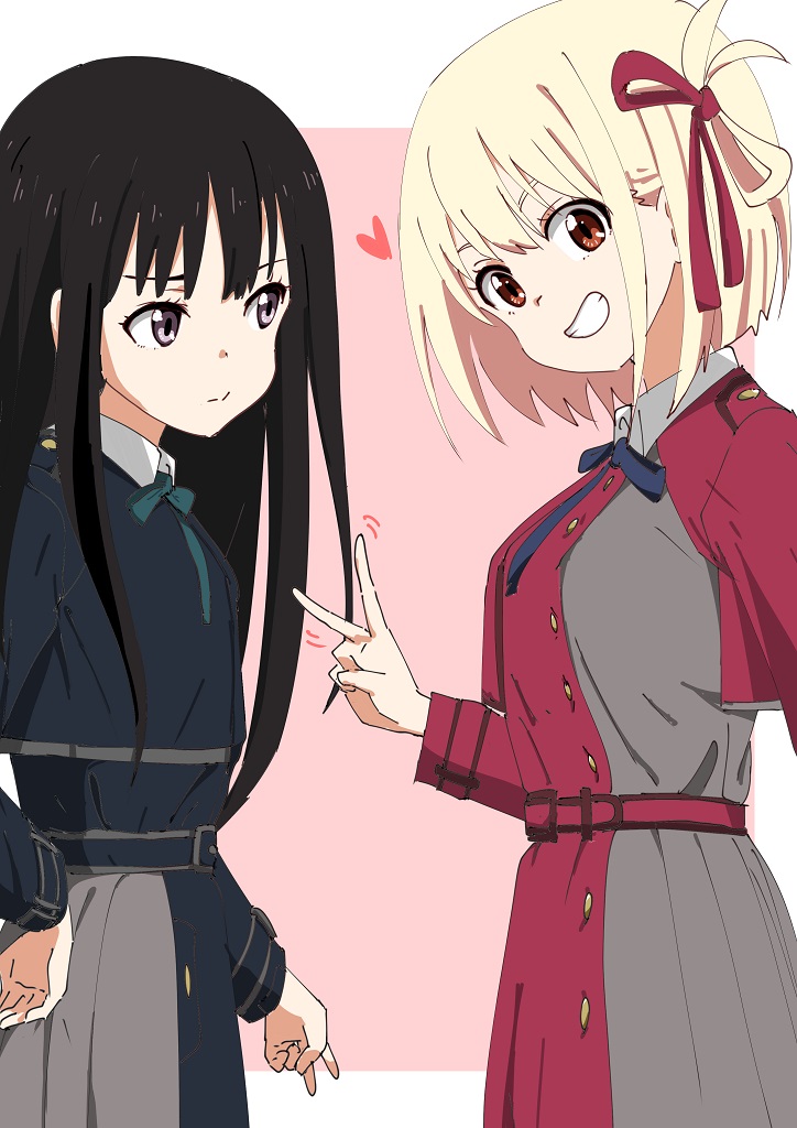 nishikigi chisato and inoue takina (lycoris recoil) drawn by ryuuma_(norinori_taruto)