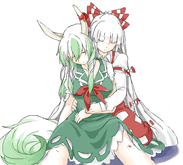 fujiwara no mokou, kamishirasawa keine, and ex-keine (touhou) drawn by pome_(darkflowne)