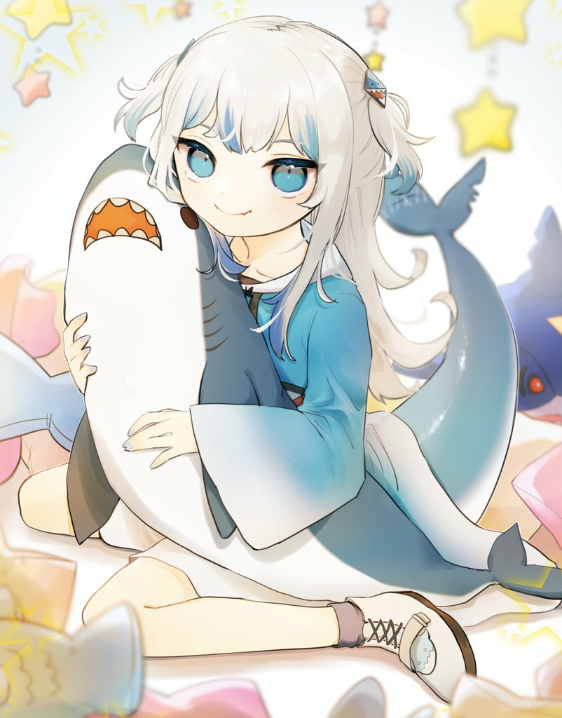 gawr gura (hololive and 1 more) drawn by ozu_(user_sjjz4357)