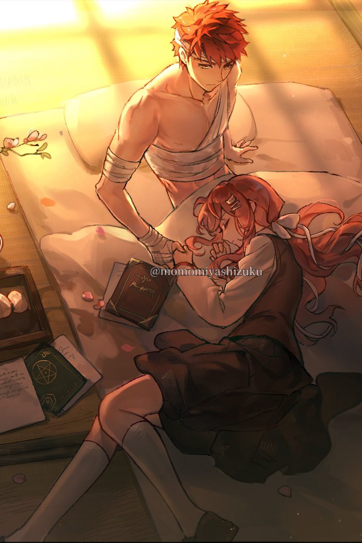 emiya shirou and momomiya shizuku (original and 2 more)