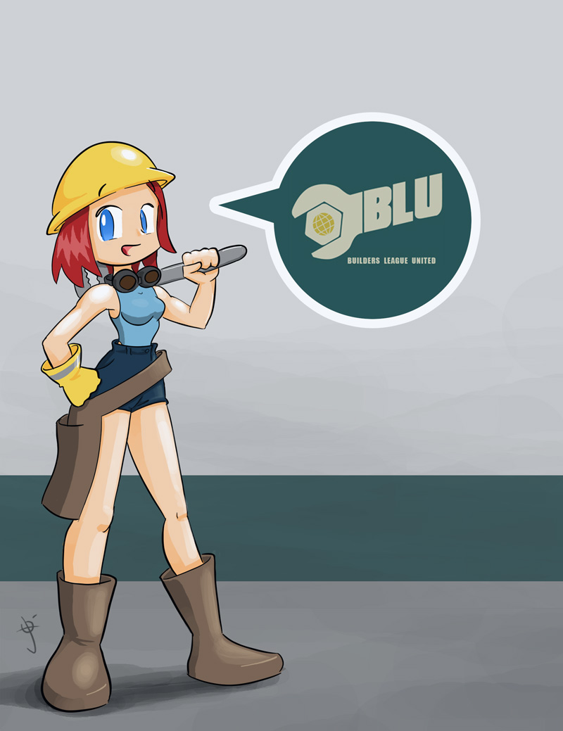 engineer and blu engineer (team fortress 2) drawn by josue_pereira
