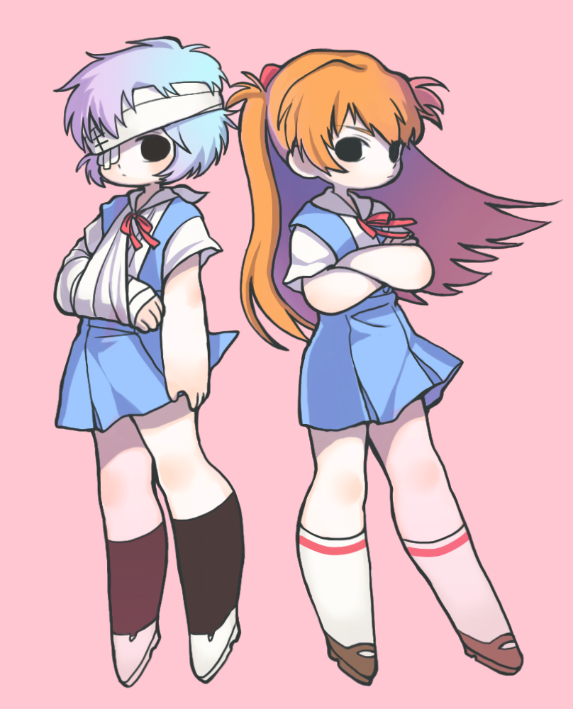 souryuu asuka langley and ayanami rei (neon genesis evangelion) drawn by mino_(kirarayakubou)