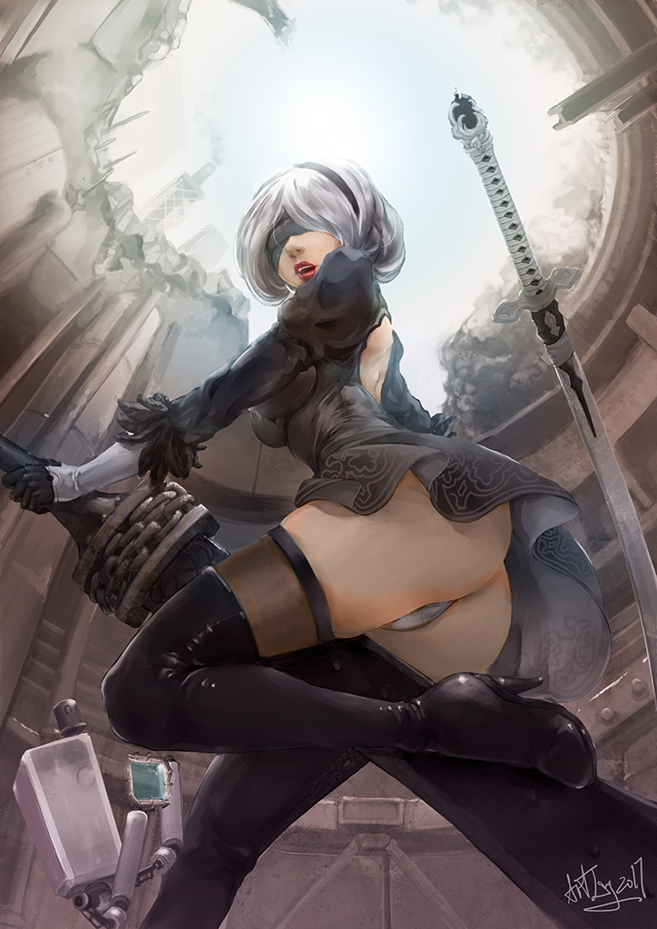 2b and pod (nier and 1 more) drawn by xiglin