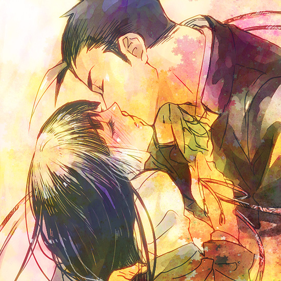 uruma jin and sango (ran to haiiro no sekai) drawn by satoo