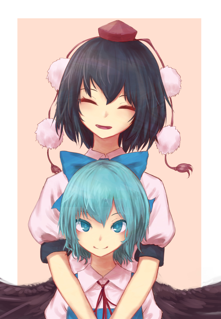 cirno and shameimaru aya (touhou) drawn by roke_(taikodon)
