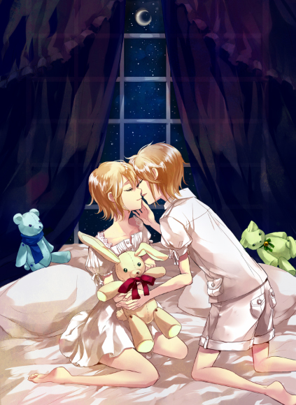 kagamine rin and kagamine len (vocaloid) drawn by koko_(oyasuminasai)