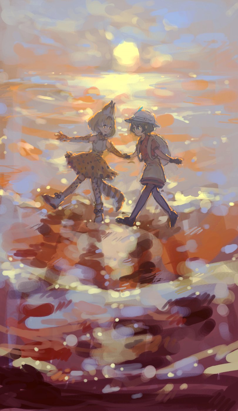 serval and kaban (kemono friends) drawn by shirono_kuma