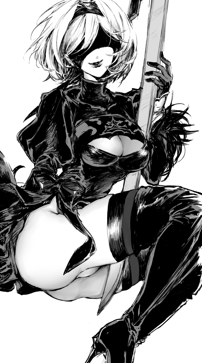 2b (nier and 1 more) drawn by rakko-chan_genkou-chuu