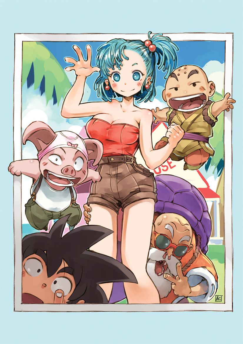 son goku, bulma, kuririn, muten roushi, and oolong (dragon ball) drawn by andrewcockroach