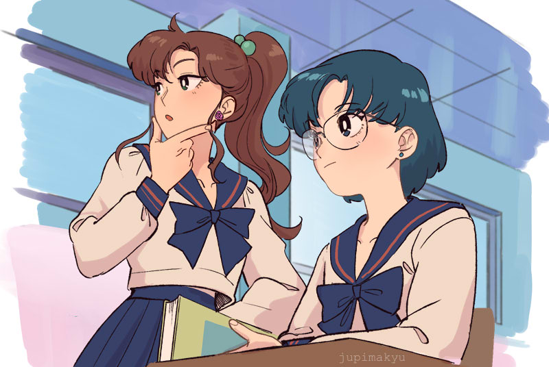 mizuno ami and kino makoto (bishoujo senshi sailor moon and 1 more) drawn by ticcy