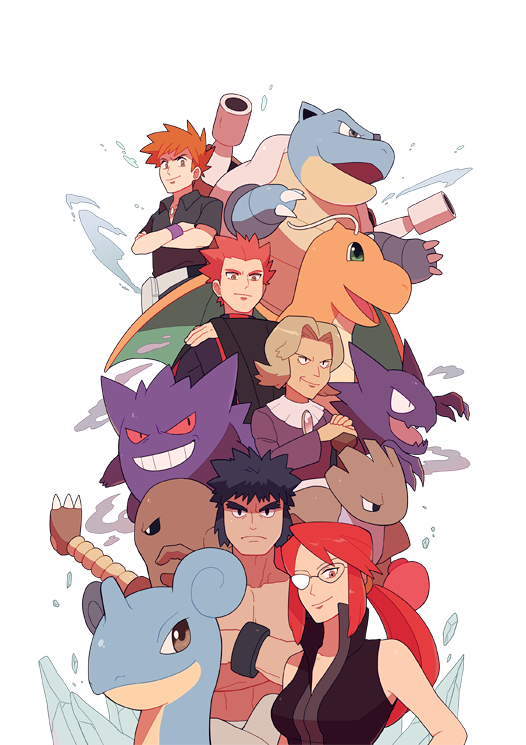 gengar, dragonite, lapras, lance, haunter, and 6 more (pokemon and 1 more) drawn by jaho
