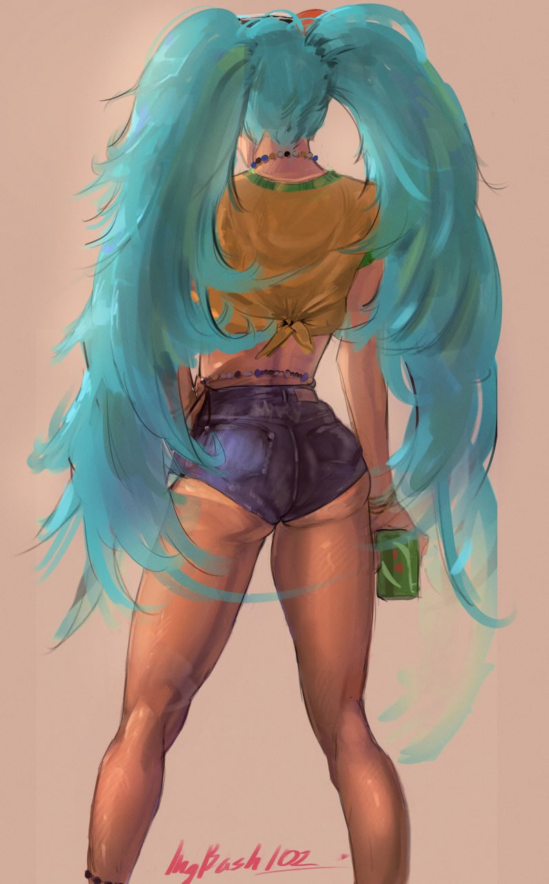hatsune miku and brazilian miku (vocaloid) drawn by inbash102