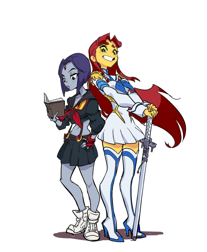 matoi ryuuko, senketsu, kiryuuin satsuki, junketsu, raven, and 1 more (kill la kill and 2 more) drawn by gyosone