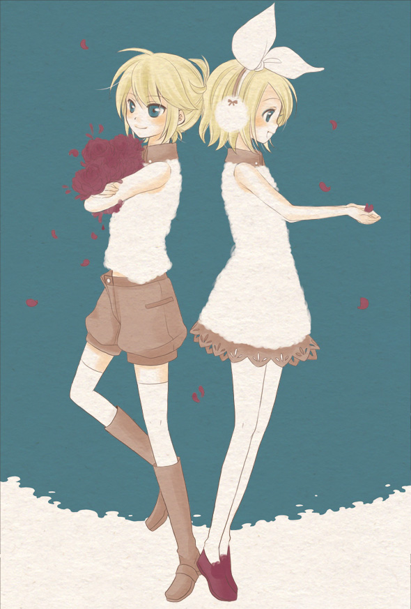 kagamine rin and kagamine len (vocaloid) drawn by rencon