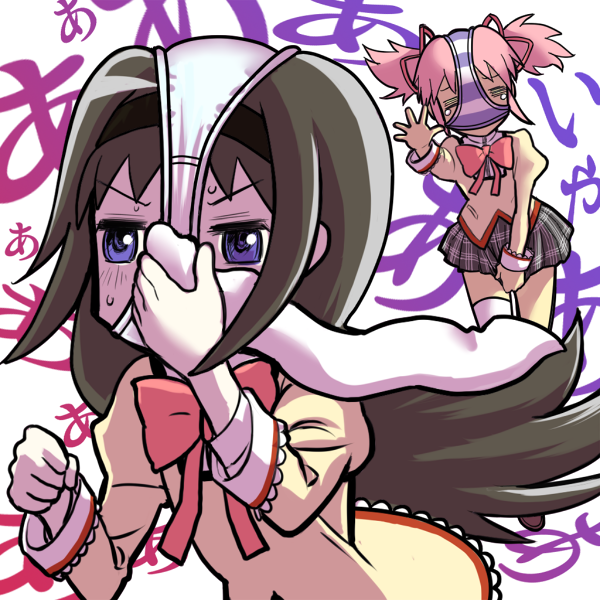 akemi homura and kaname madoka (mahou shoujo madoka magica) drawn by mushi_gyouza