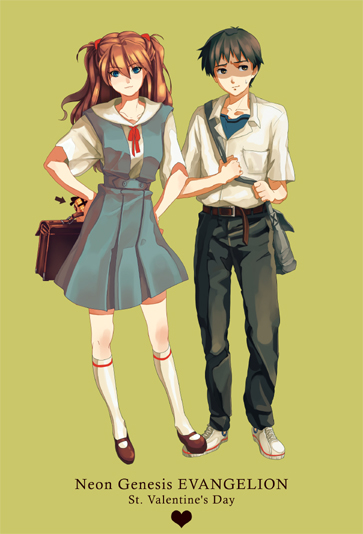 souryuu asuka langley and ikari shinji (neon genesis evangelion) drawn by pachi_(akira28)
