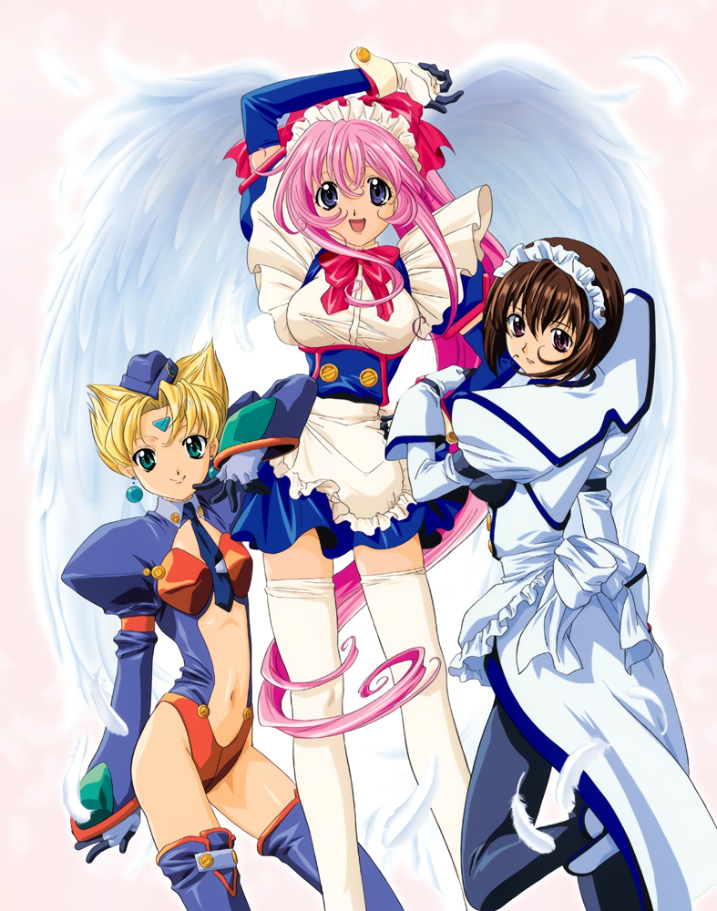 kurumi, saki, and karinka (koutetsu tenshi kurumi) drawn by chiba_yuriko