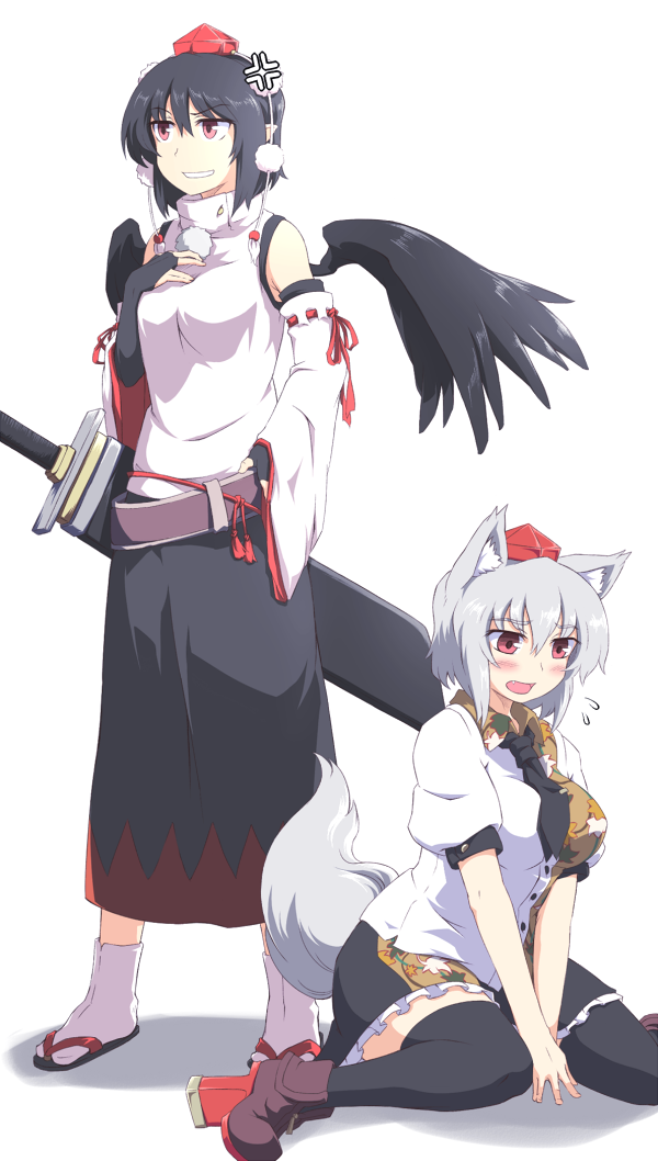shameimaru aya and inubashiri momiji (touhou) drawn by kuro_goma_(kakkou11)