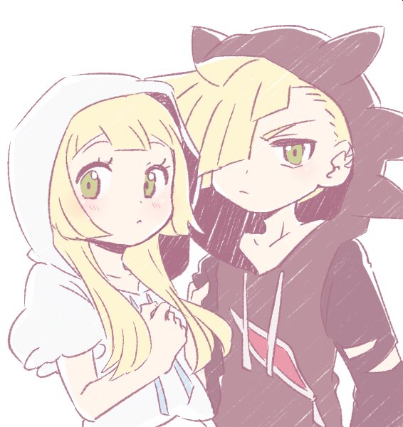lillie and gladion (pokemon and 1 more) drawn by ukata