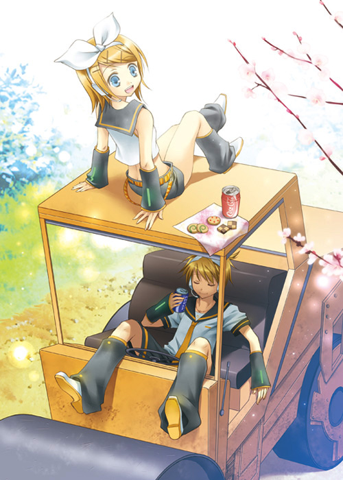 kagamine rin and kagamine len (vocaloid and 1 more) drawn by kurusugawa_misako