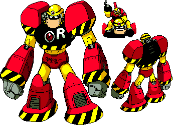 guts man and bomb man (mega man and 2 more) drawn by ariga_hitoshi