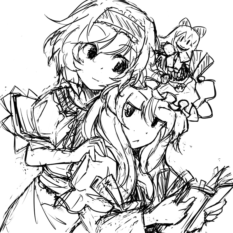 alice margatroid, patchouli knowledge, and shanghai doll (touhou) drawn by ikamagu