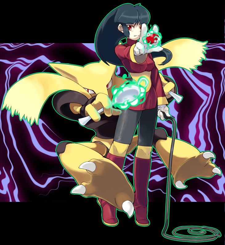 sabrina and alakazam (pokemon and 1 more) drawn by hari_(kureon)
