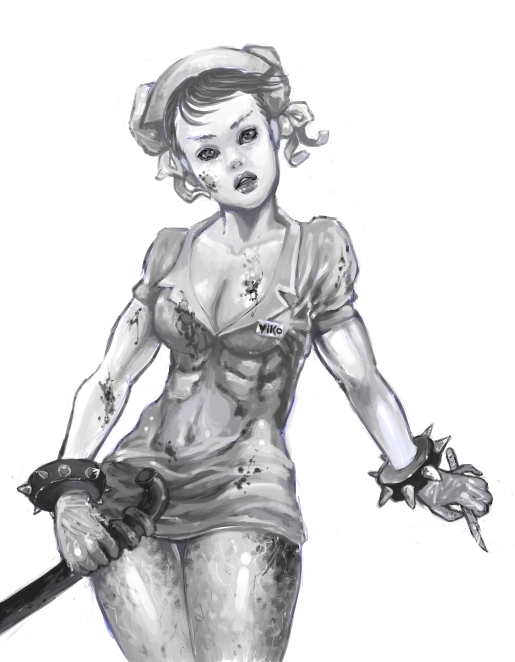 chun-li and bubble head nurse (street fighter and 2 more) drawn by drawfag