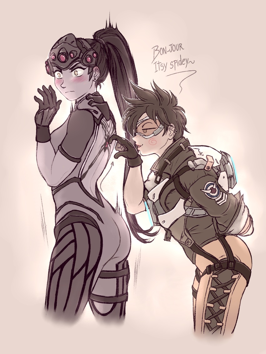 tracer and widowmaker (overwatch and 1 more) drawn by murasaki-yuri