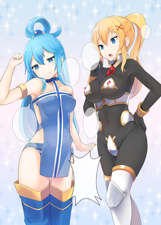 aqua and darkness (kono subarashii sekai ni shukufuku wo!) drawn by amekosame