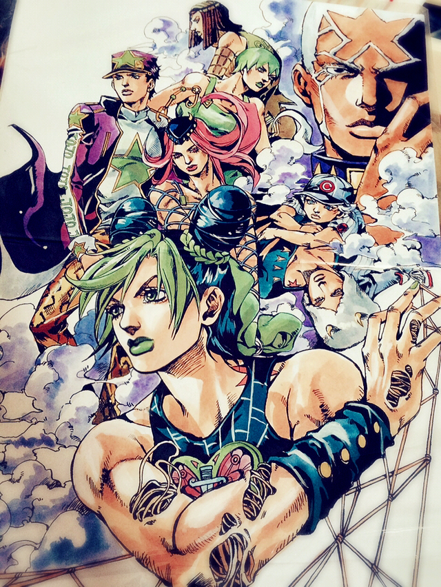 kujo jotaro, kujo jolyne, narciso anasui, foo fighters, enrico pucci, and 3 more (jojo no kimyou na bouken and 1 more) drawn by qi_(bleachcxn)