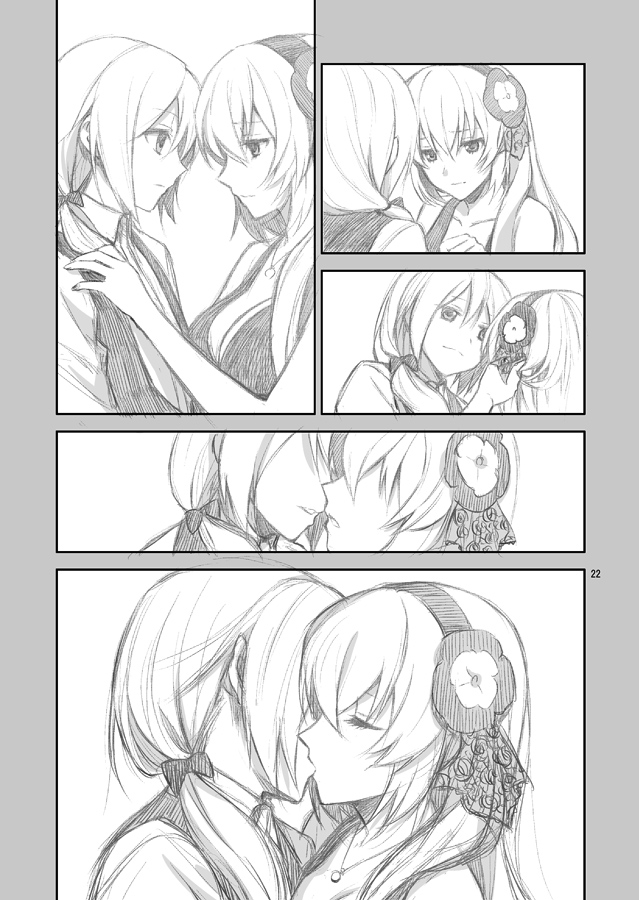 hatsune miku and megurine luka (vocaloid) drawn by hijiki_(hijikini)
