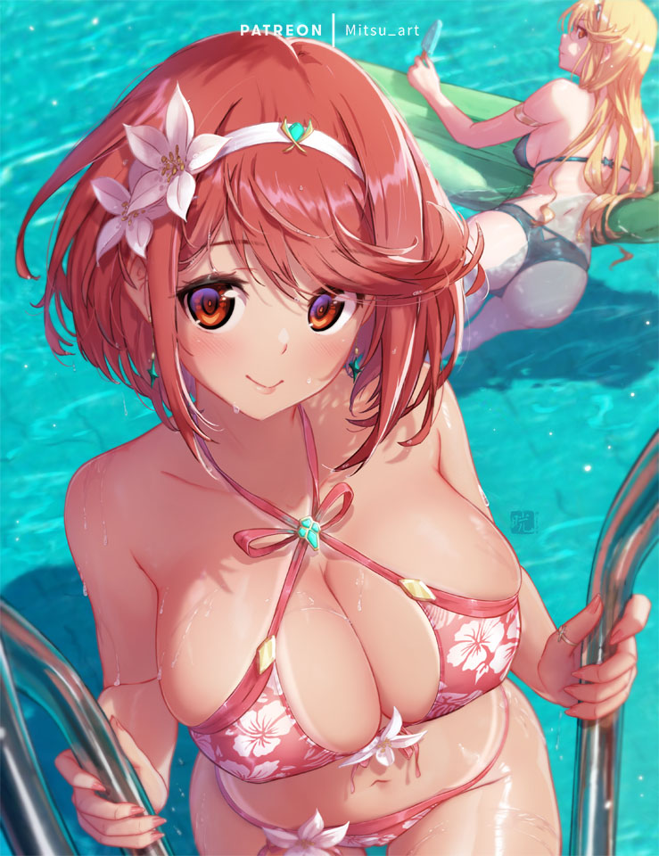 pyra and mythra (xenoblade chronicles and 1 more) drawn by mitsu_(mitsu_art)