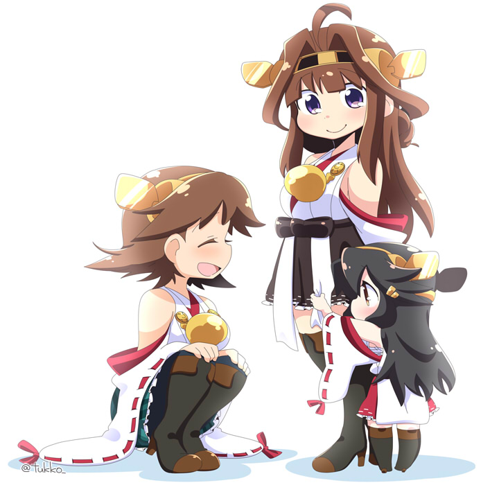 kongou, haruna, and hiei (kantai collection) drawn by tsukko_(3ki2ne10)