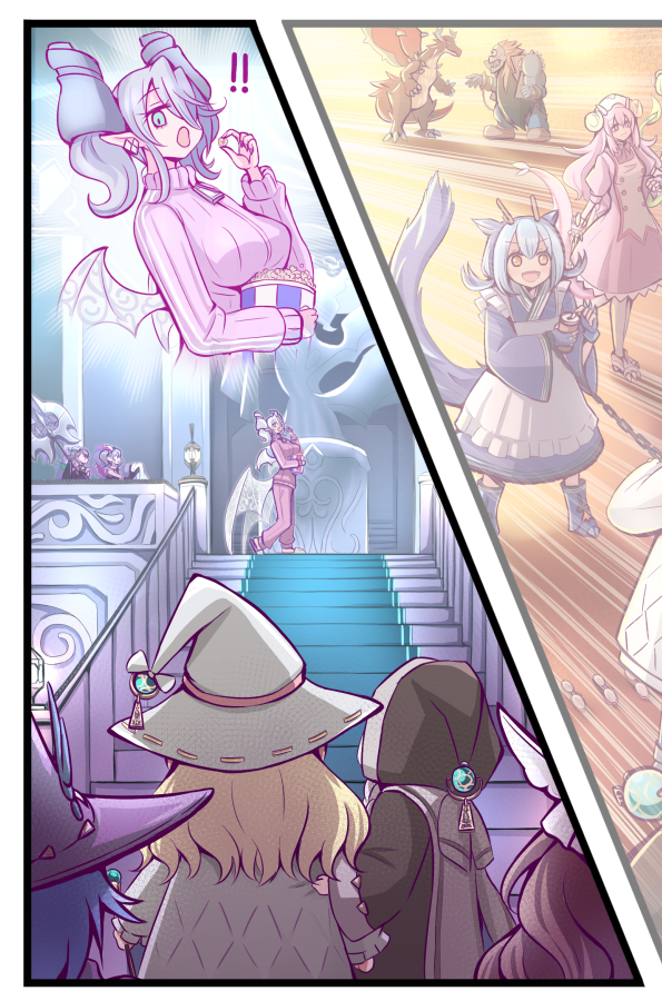 lovely labrynth of the silver castle, laundry dragonmaid, diabellstar the black witch, kitchen dragonmaid, diabellze the original sinkeeper, and 9 more (yu-gi-oh!) drawn by akisame_rizu