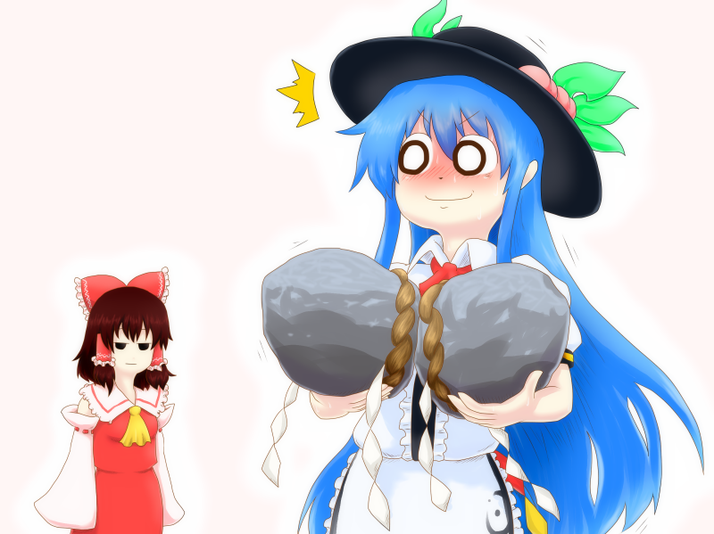 hakurei reimu and hinanawi tenshi (touhou) drawn by don9899