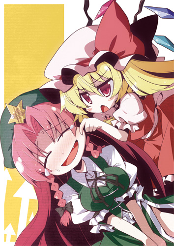 flandre scarlet and hong meiling (touhou) drawn by akaneya