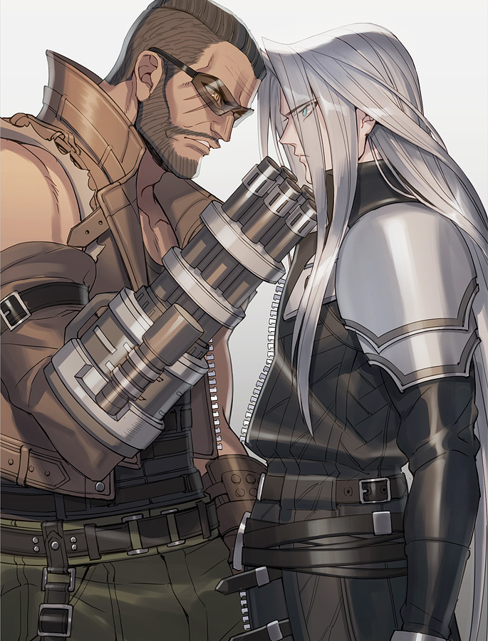 sephiroth and barret wallace (final fantasy and 2 more) drawn by jou_(mono)