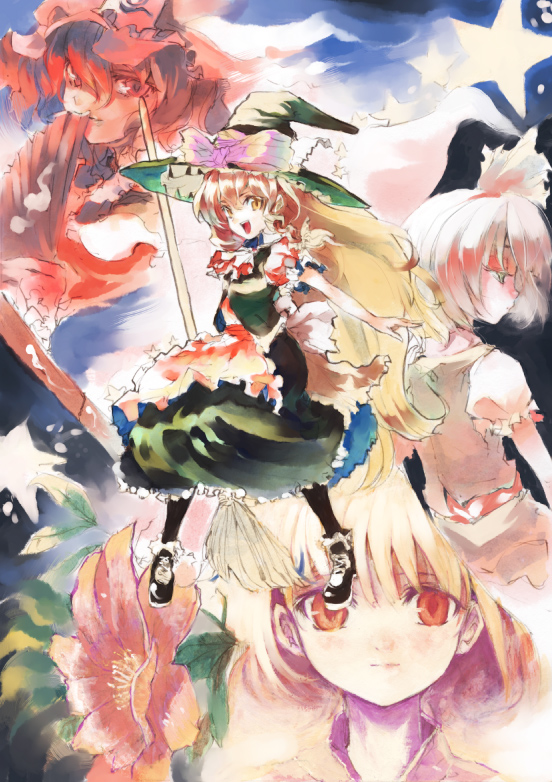 kirisame marisa, konpaku youmu, and saigyouji yuyuko (touhou) drawn by shunsei_(muratou)