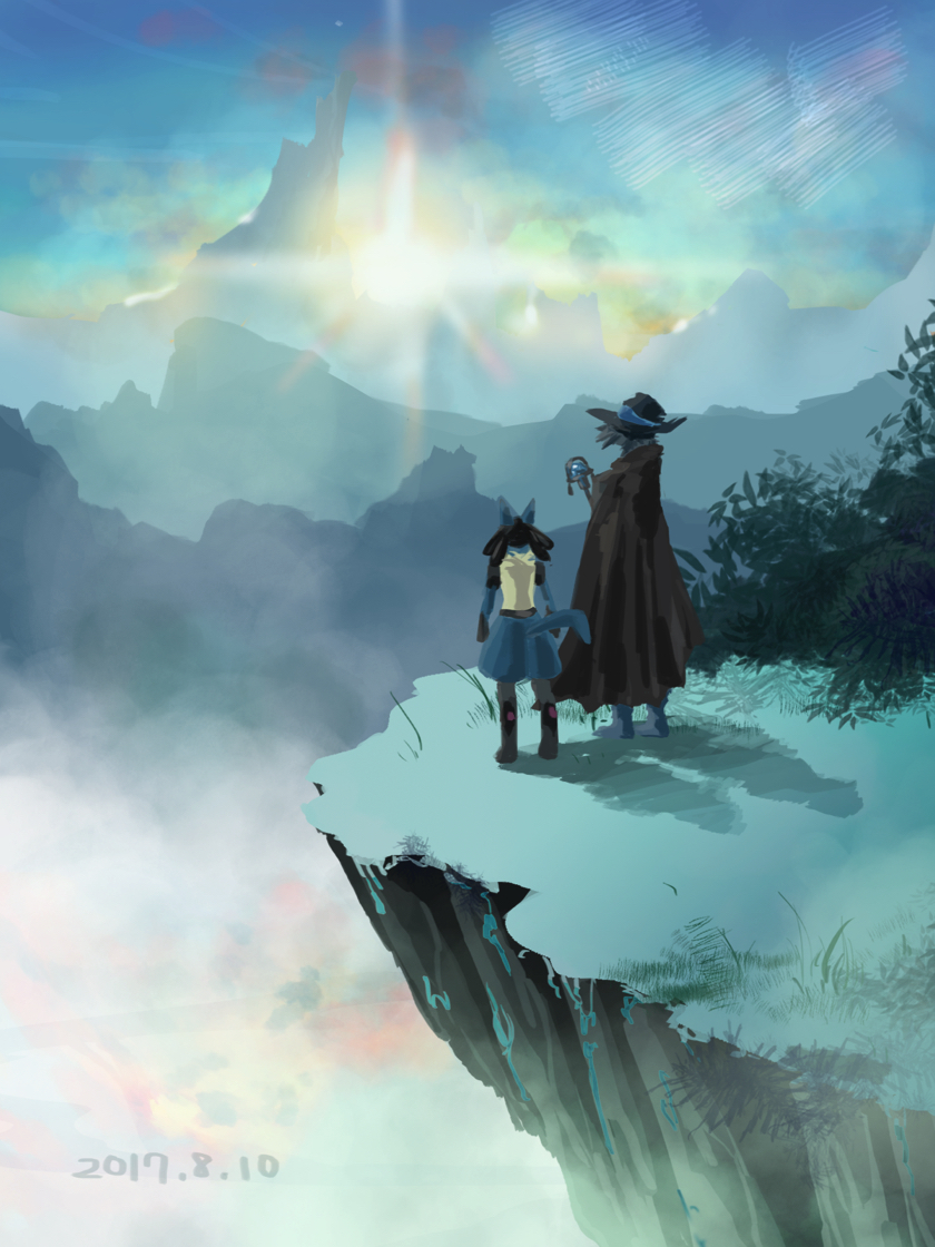lucario and sir aaron (pokemon and 2 more) drawn by rifu_(hunihuni1130)
