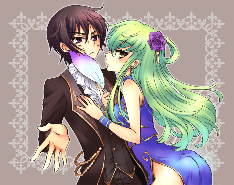 c.c. and lelouch vi britannia (code geass) drawn by mizunomoto