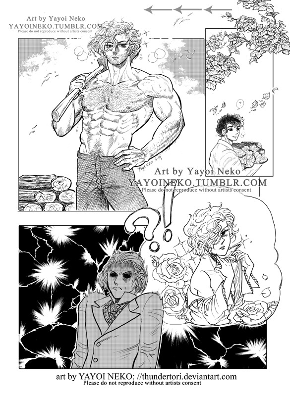 gilbert cocteau, serge battour, and auguste beau (kaze to ki no uta) drawn by yayoineko